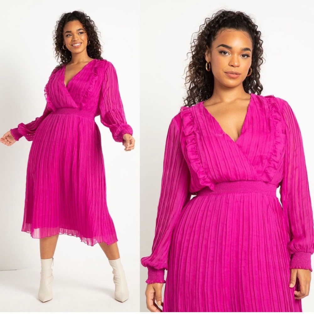 ELOQUII Surplice Bodice Pleated Dress Size 22